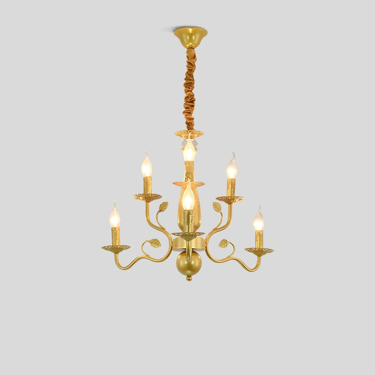 Antizer Double Layered Candle Chandelier for Dining Room Gold 6 Heads Warm Light