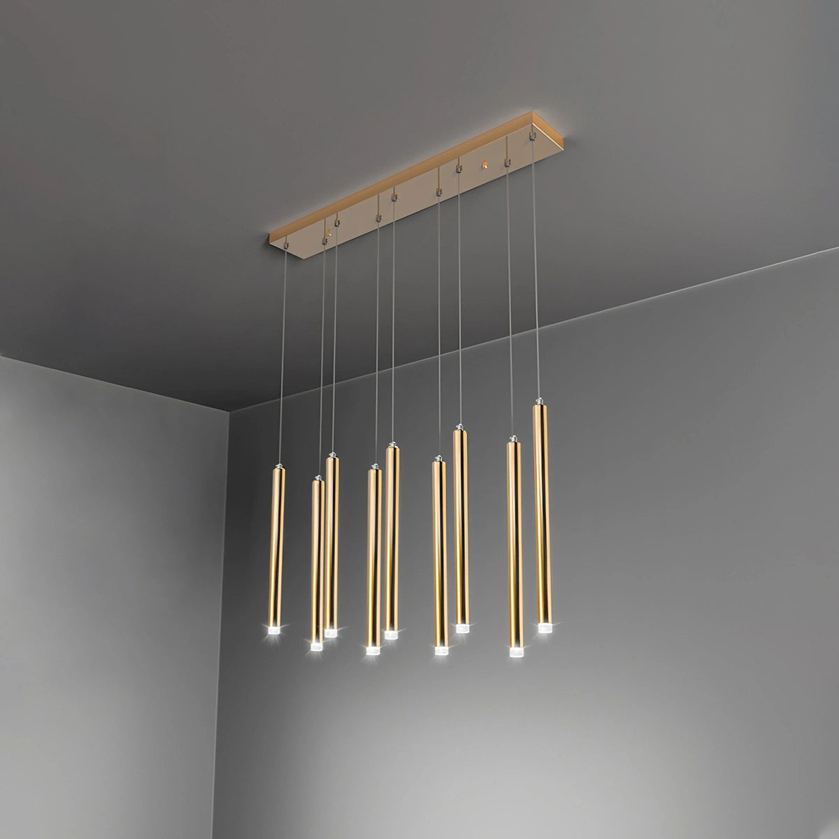 Antizer Modern Luxury Large Long Cylindrical Chandelier Gold 9 Lights