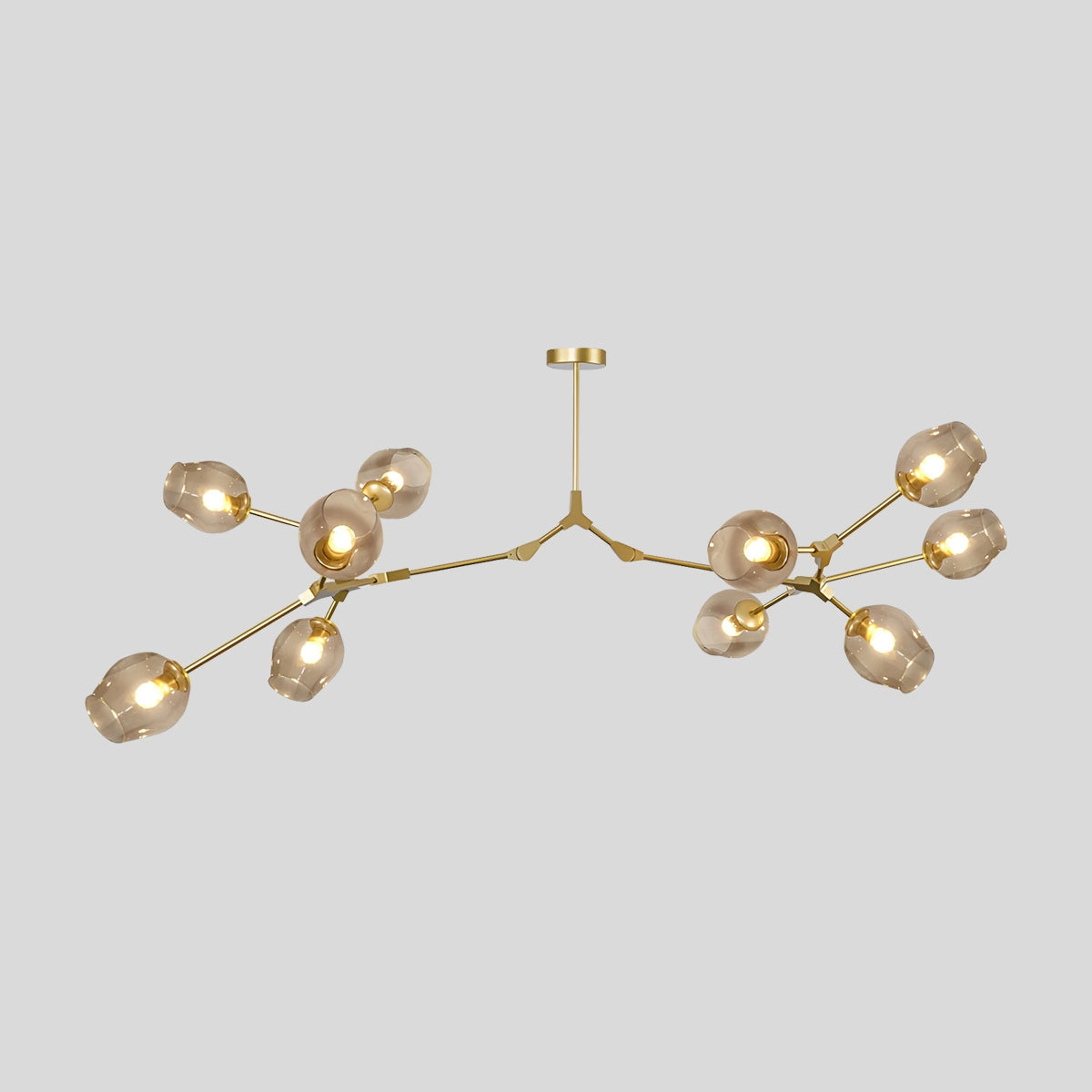Antizer Freya Modern Glass Chandelier Gold Amber 10 Heads