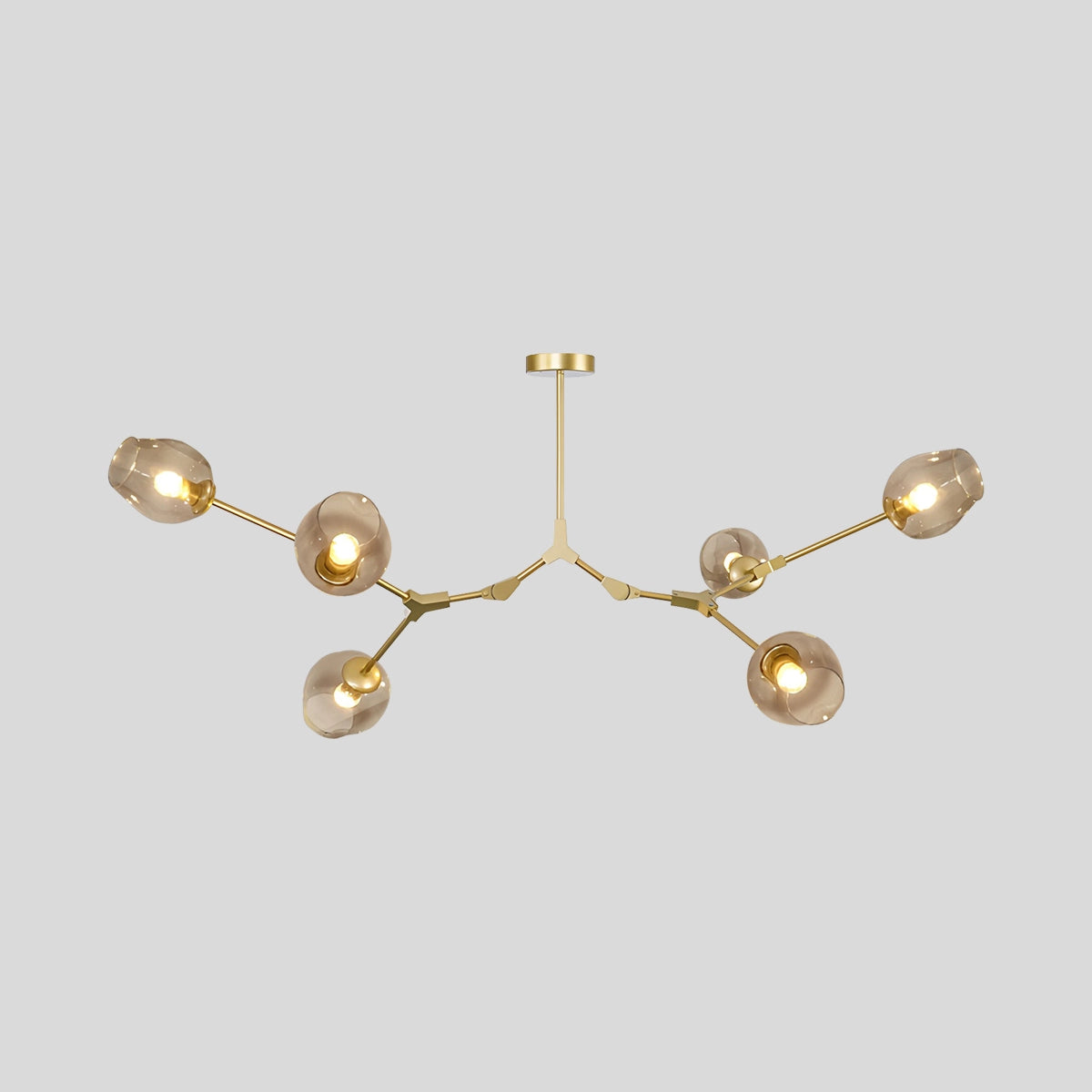 Antizer Freya Modern Glass Chandelier Gold Amber 6 Heads
