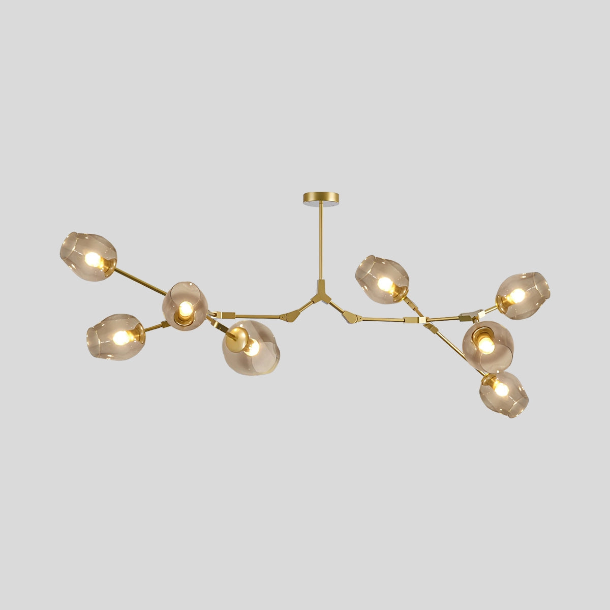 Antizer Freya Modern Glass Chandelier Gold Amber 8 Heads
