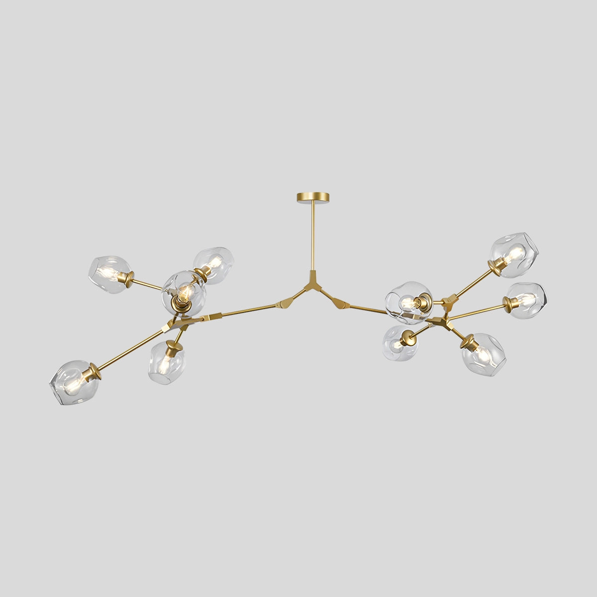 Antizer Freya Modern Glass Chandelier Gold Clear 10 Heads