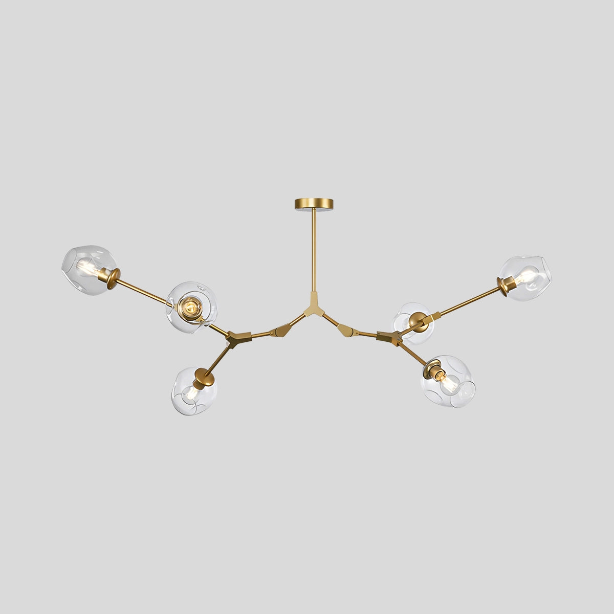 Antizer Freya Modern Glass Chandelier Gold Clear 6 Heads