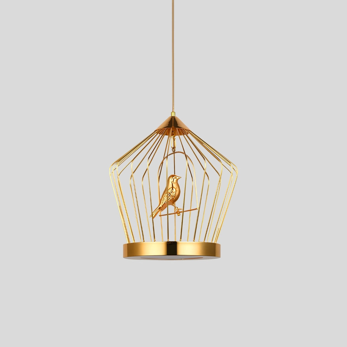 Antizer Creative Birdcage Pendant Light for Living Room Gold Cone Warm Light