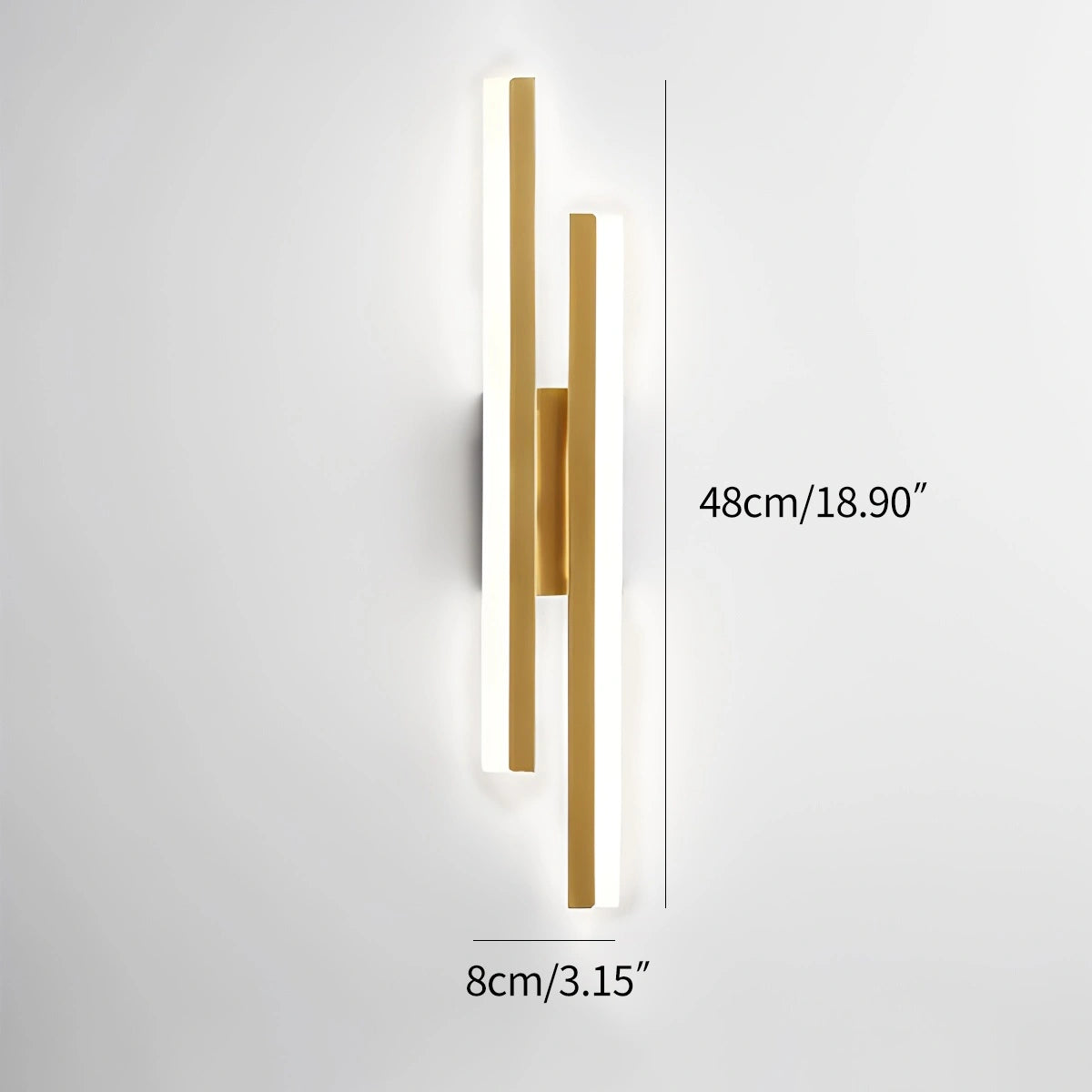 Antier Alana Minimalist H-Shaped Wall Lamp Gold Left 48cm / 18.90“