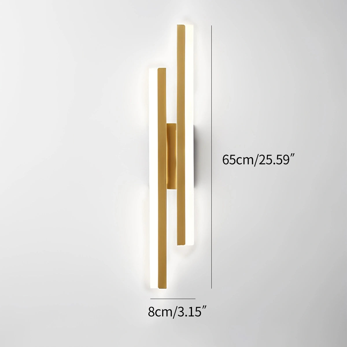 Antier Alana Minimalist H-Shaped Wall Lamp Gold Right 65cm / 25.59"