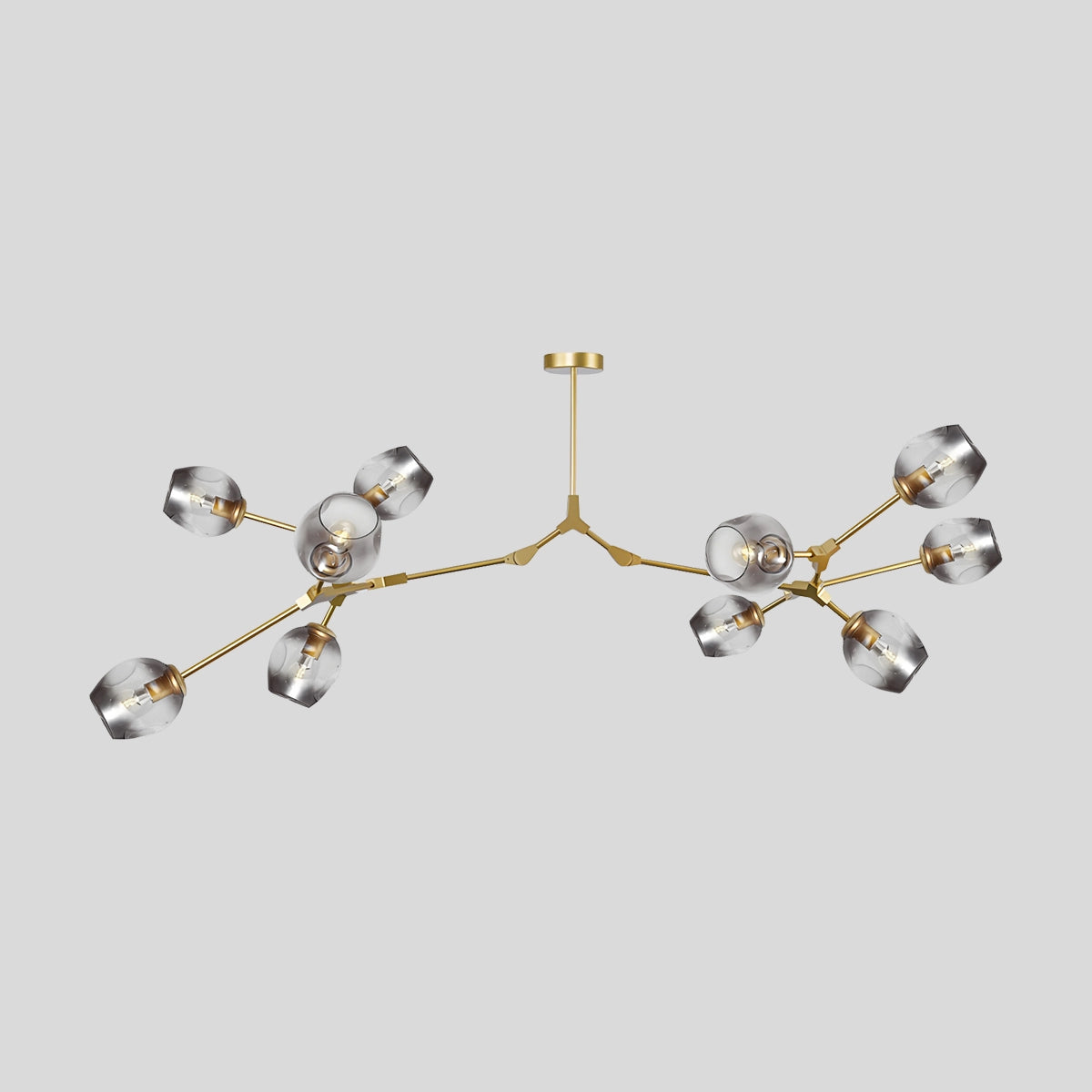 Antizer Freya Modern Glass Chandelier Gold Smoke Grey Gradient 10 Heads