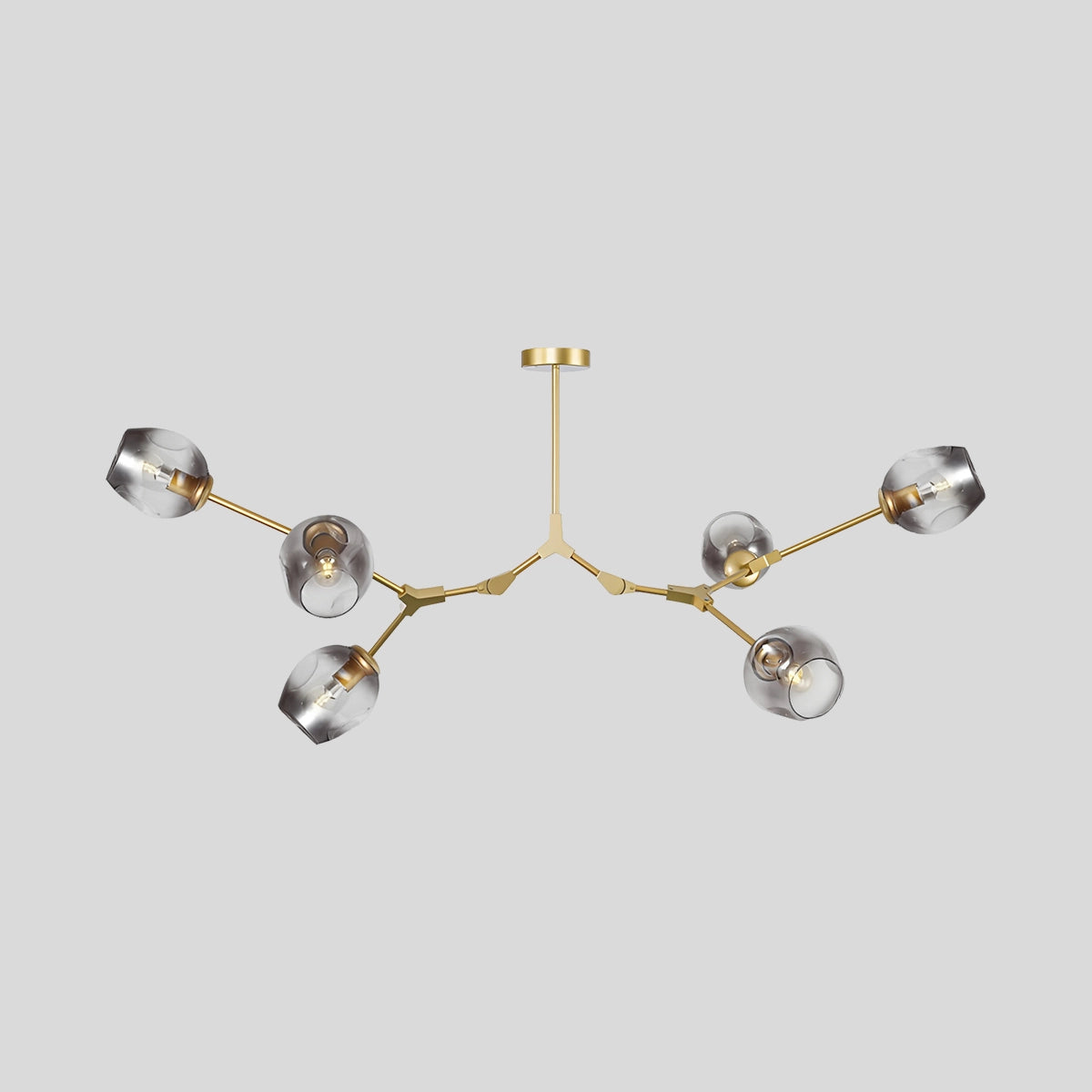 Antizer Freya Modern Glass Chandelier Gold Smoke Grey Gradient 6 Heads