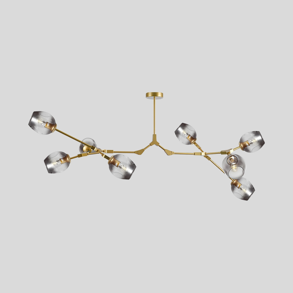 Antizer Freya Modern Glass Chandelier Gold Smoke Grey Gradient 8 Heads