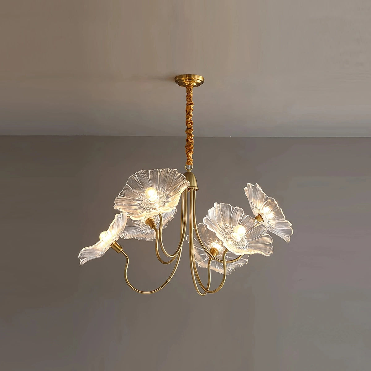 Antizer Lotus Leaf Glass Chandelier for Living Room Clear 6 heads