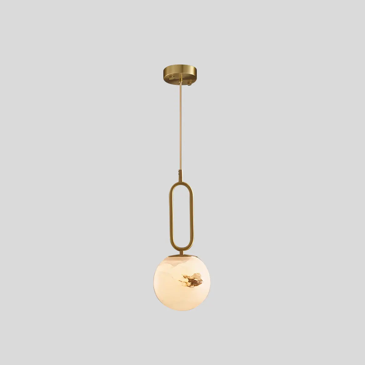 Antizer Gong Alabaster Globe Pendant Light for Bedroom Gold