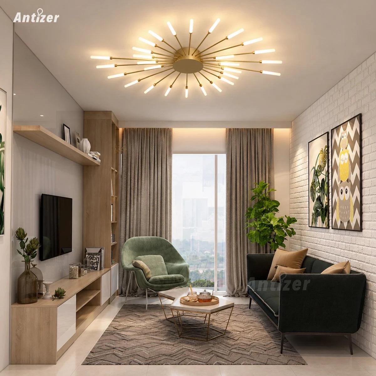Antizer Fireworks Starburst Ceiling Light