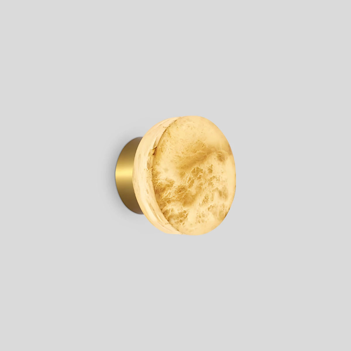 Antizer Simple Round Spanish Alabaster Wall Light for Hallway Gold