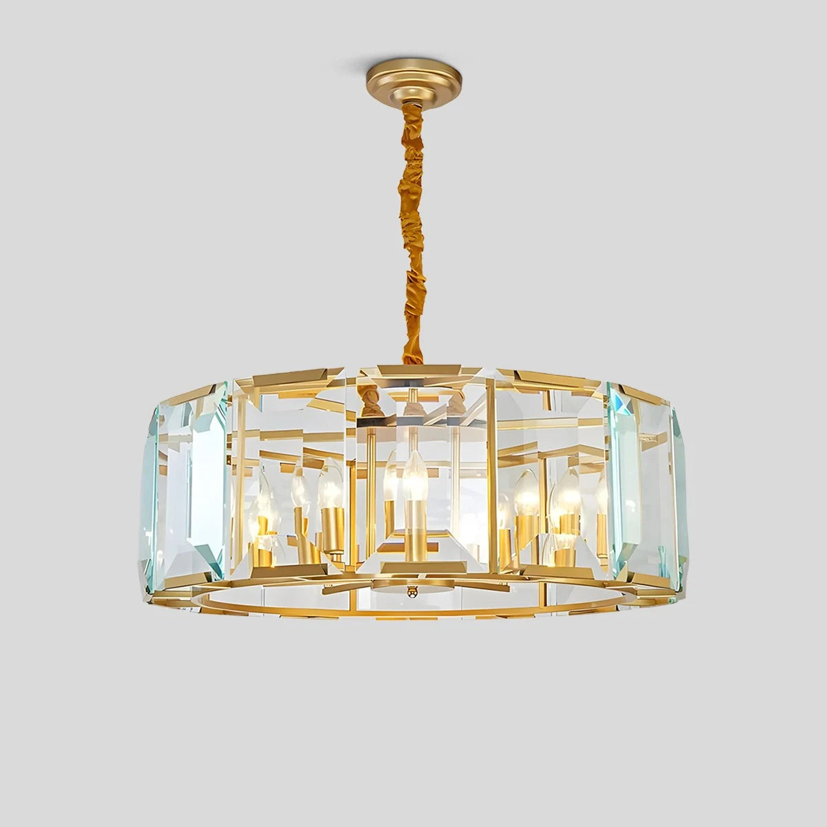 Antizer Circular Glass Chandelier for Dining Room Gold