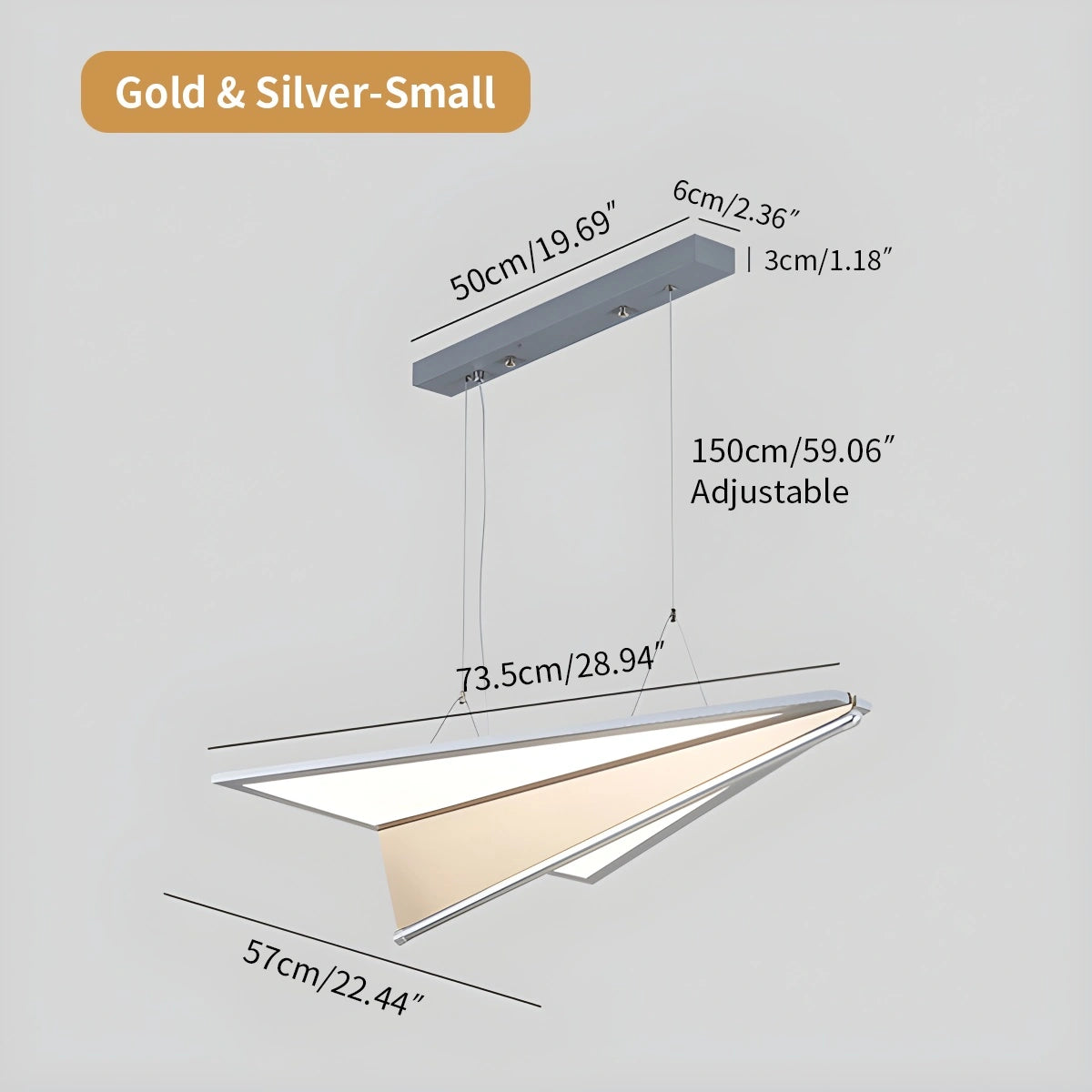 LED airplane pendant light size