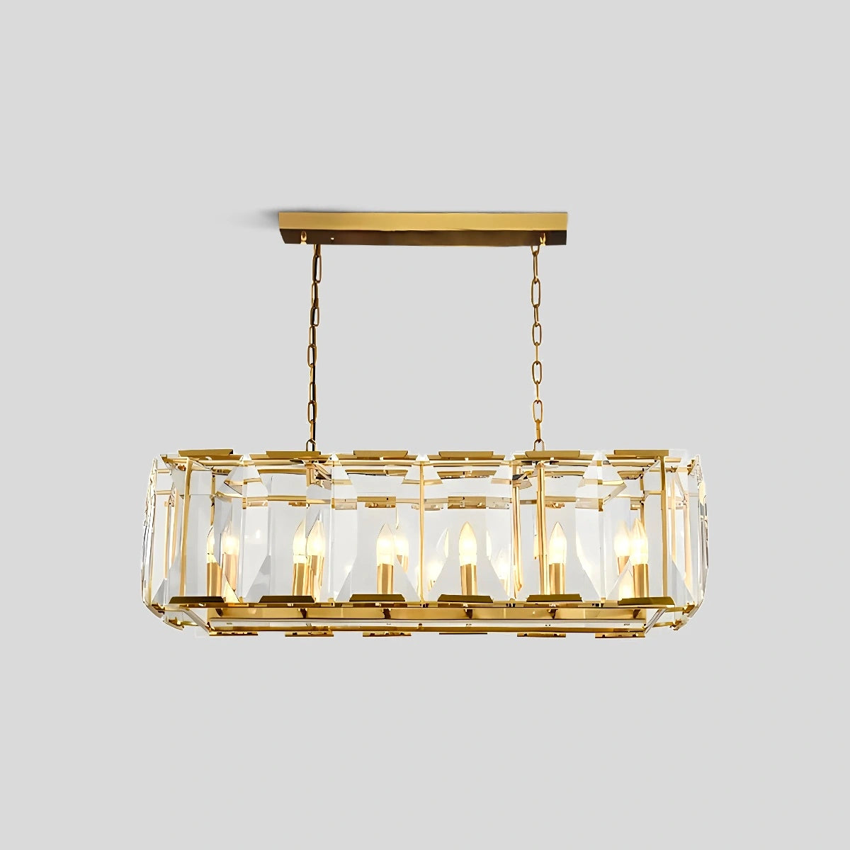 Antizer Rectangular Glass Chandelier Gold