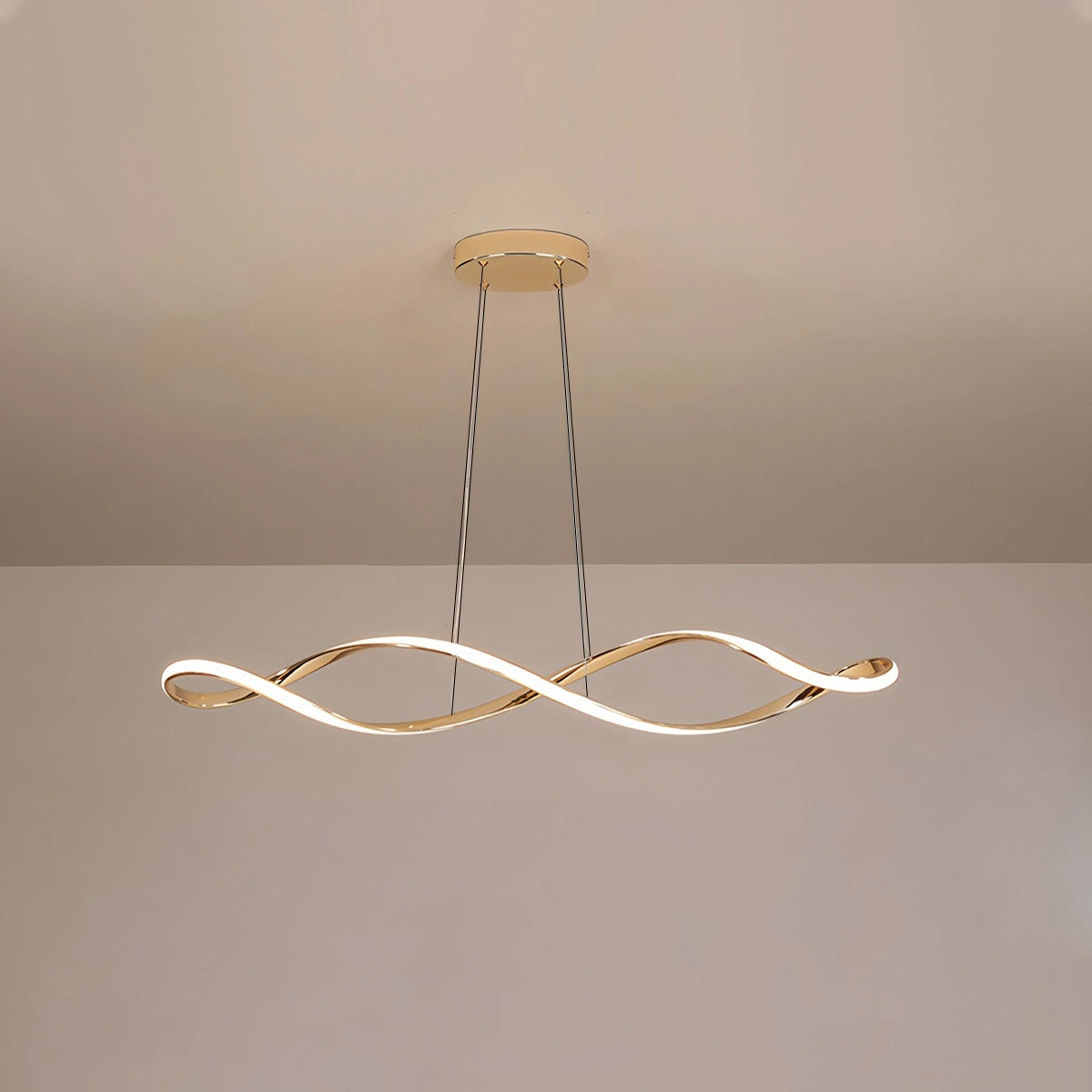 Antizer Linear Twist Pendant Light for Dining Room Gold Remote Control