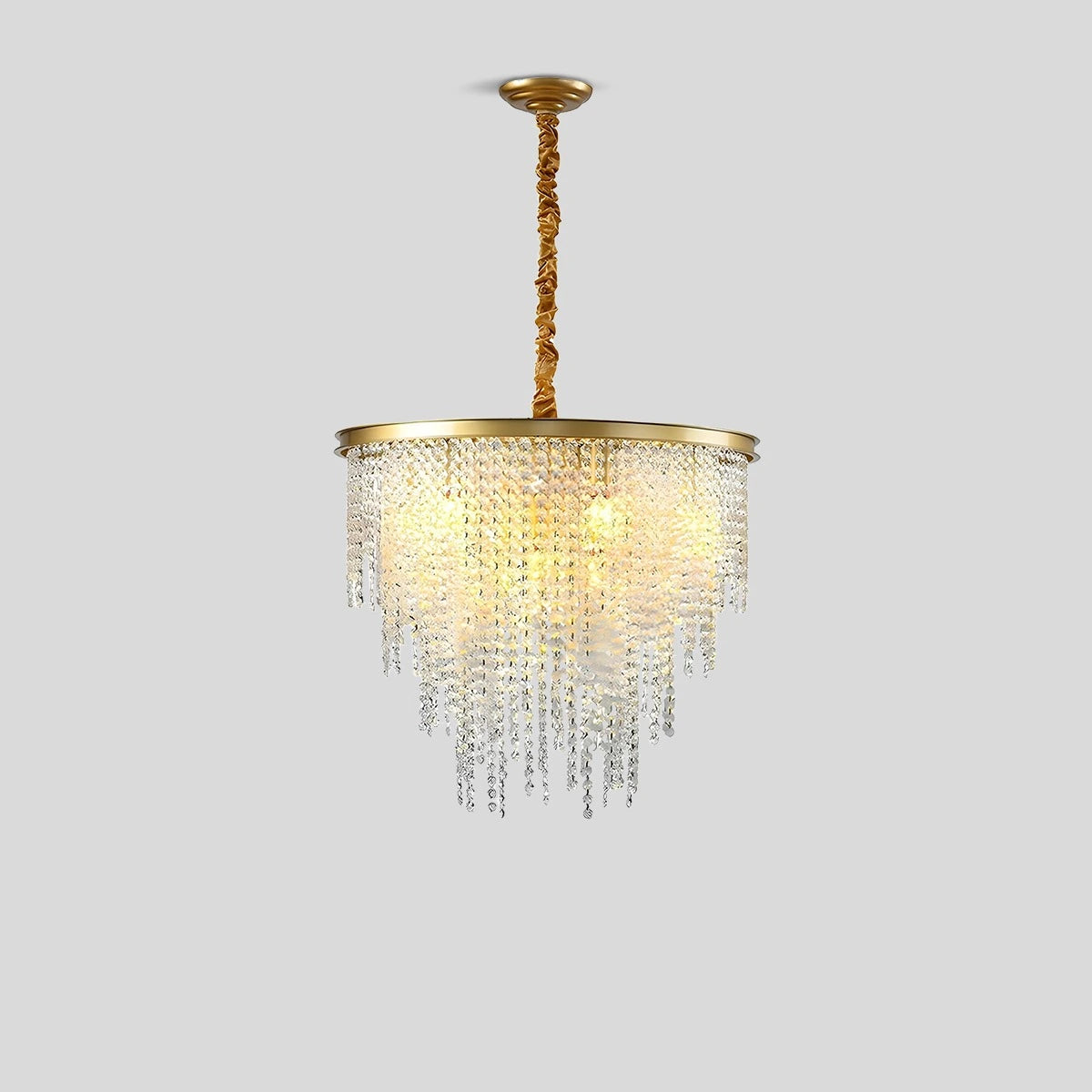 Antizer Octagonal Beaded Crystal Chandelier Gold