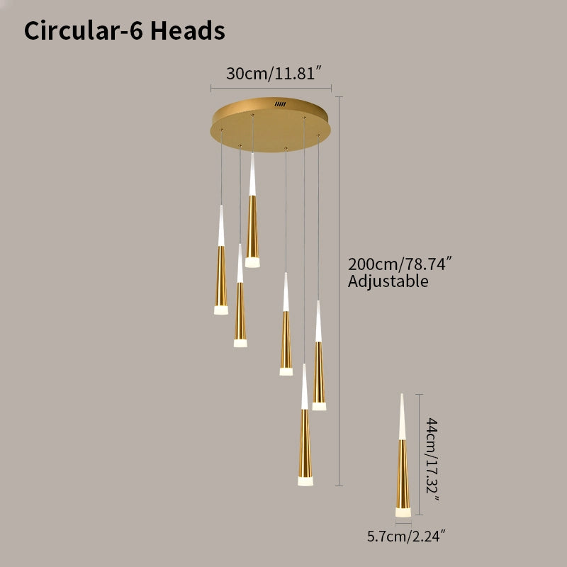 Antizer Meteor Shower Chandelier for Staircase Golden Circular-6 Heads
