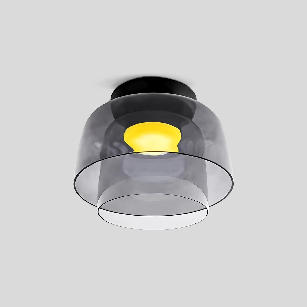 Antizer Colored Glass Ceiling Light for Bedroom Gray 2 Layer D32cm / 12.60″