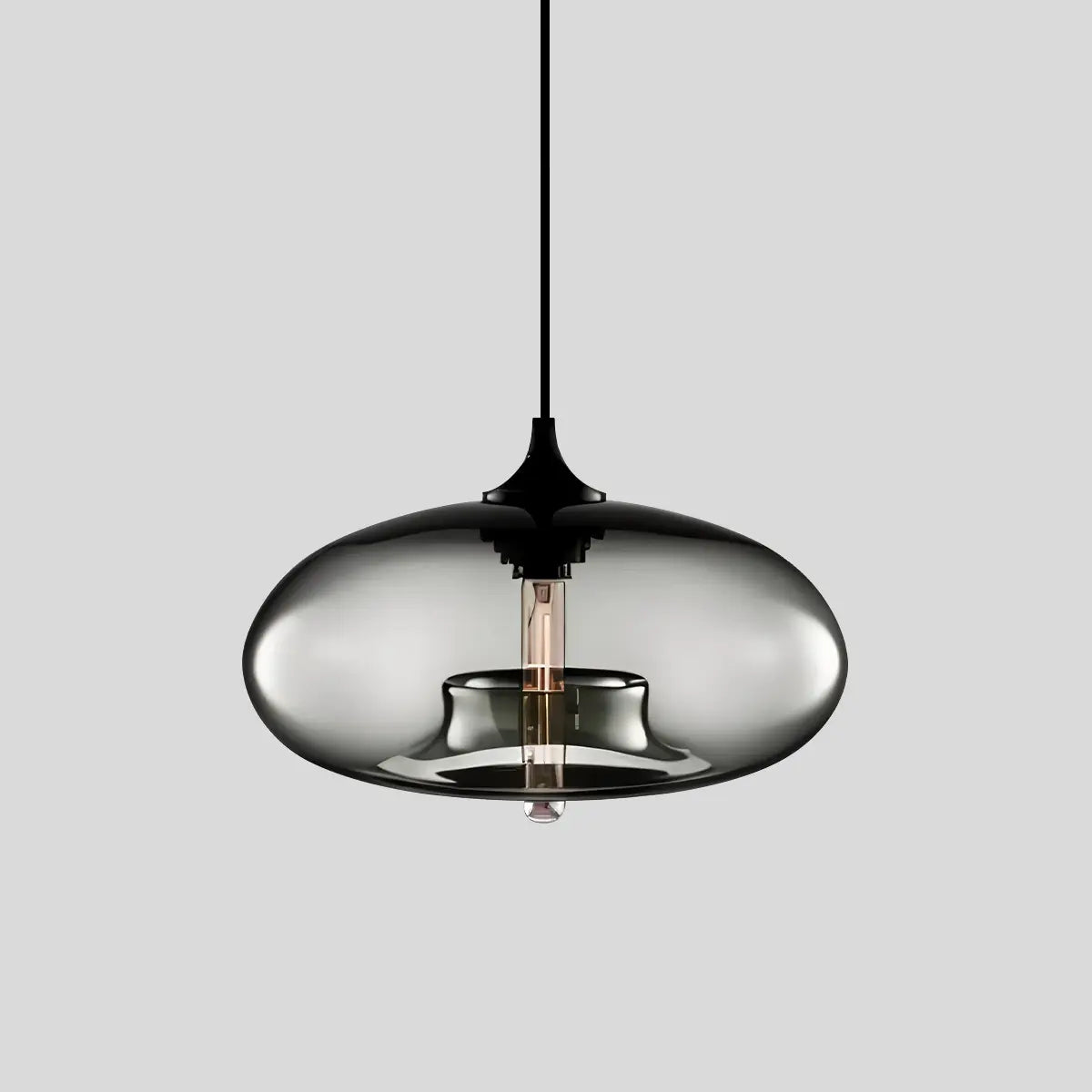 Antizer Colorful Glass Pendant Light for Dining Area Gray D28cm / 11.02″