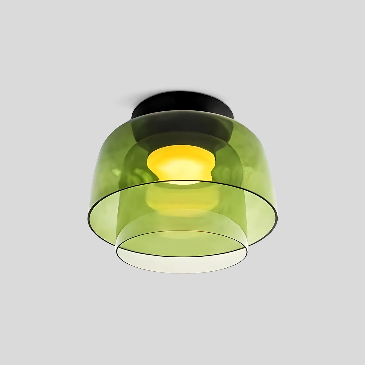 Antizer Colored Glass Ceiling Light for Bedroom Green 2 Layer D32cm / 12.60″