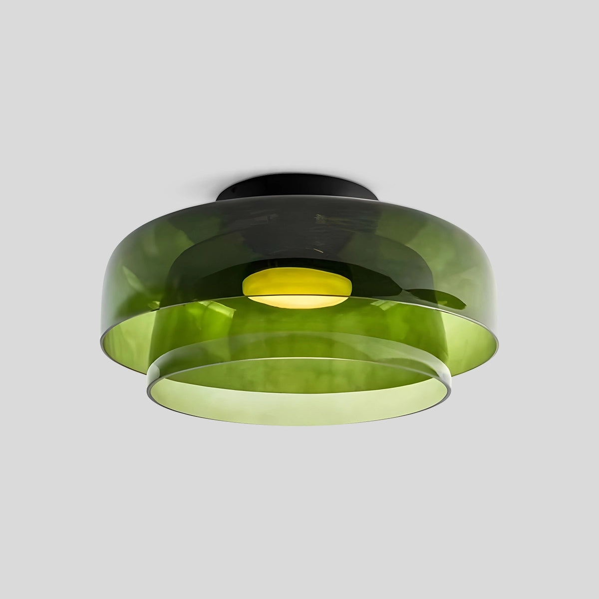 Antizer Colored Glass Ceiling Light for Bedroom Green 2 Layer D40cm / 15.75″