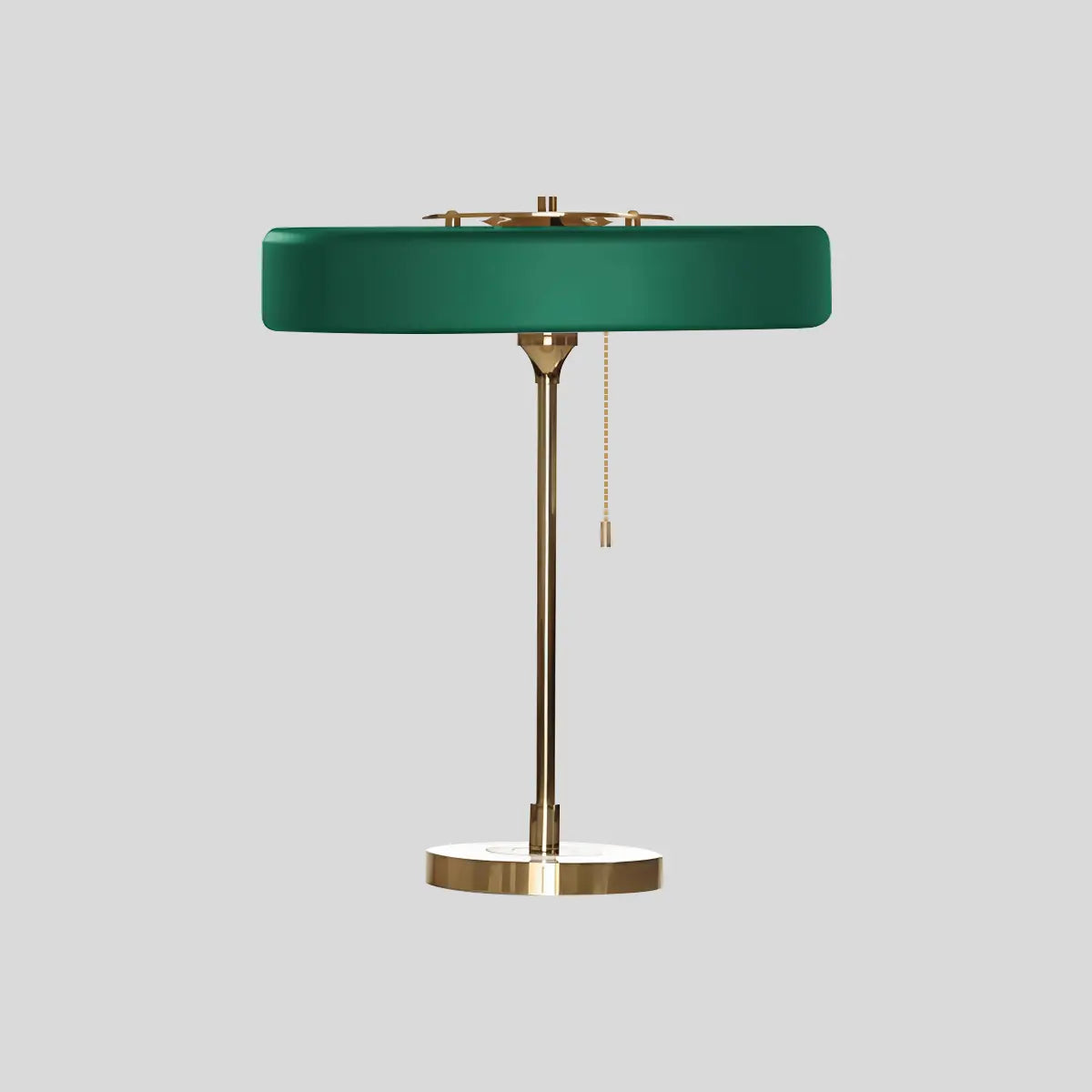 Antizer Mid-Century Round Table Lamp with Pull Chain Green D35cm x H42cm / ∅13.78" x H16.54"