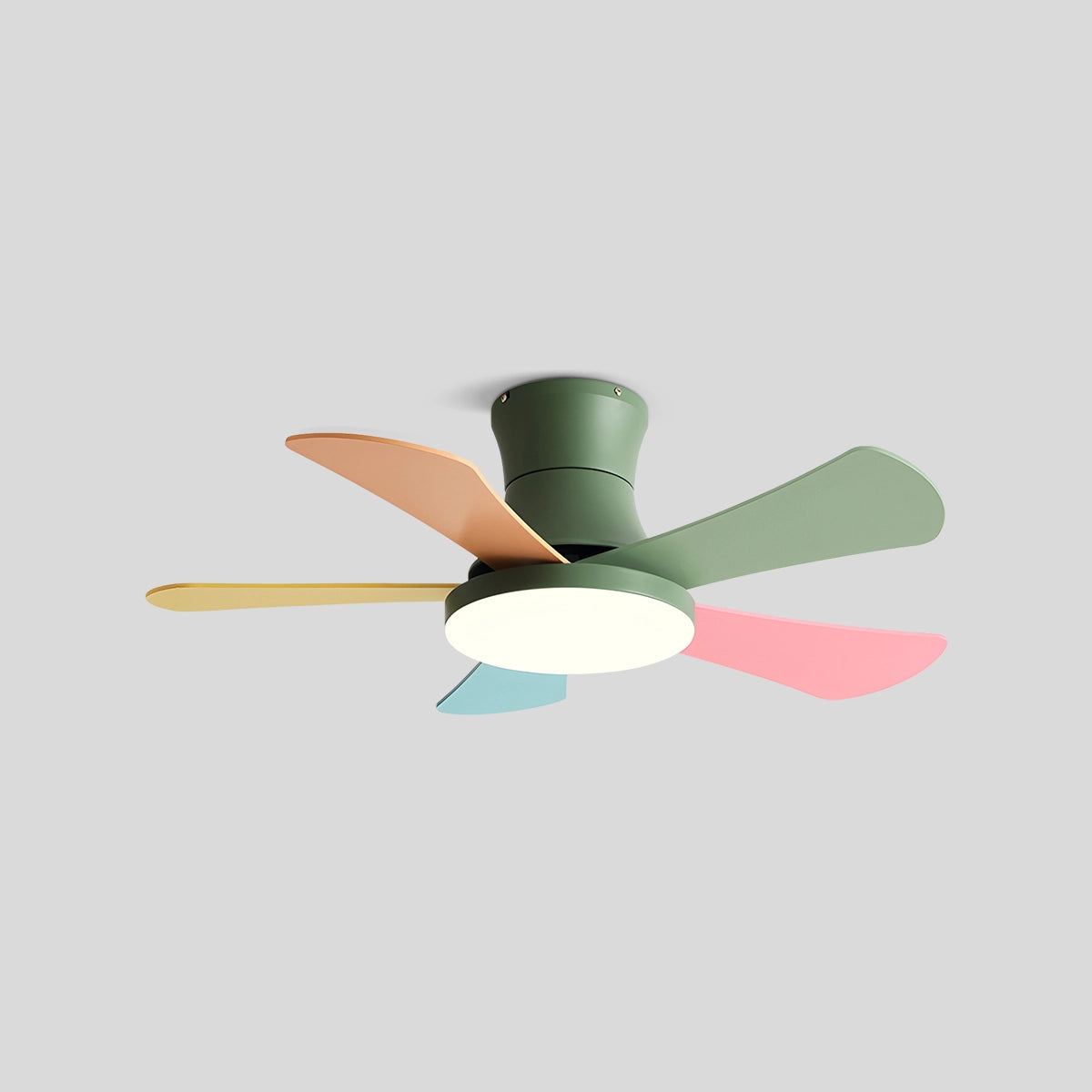 Antizer Scandi Low Profile Ceiling Fan with Light Green+Multicolored D106cm / 42"