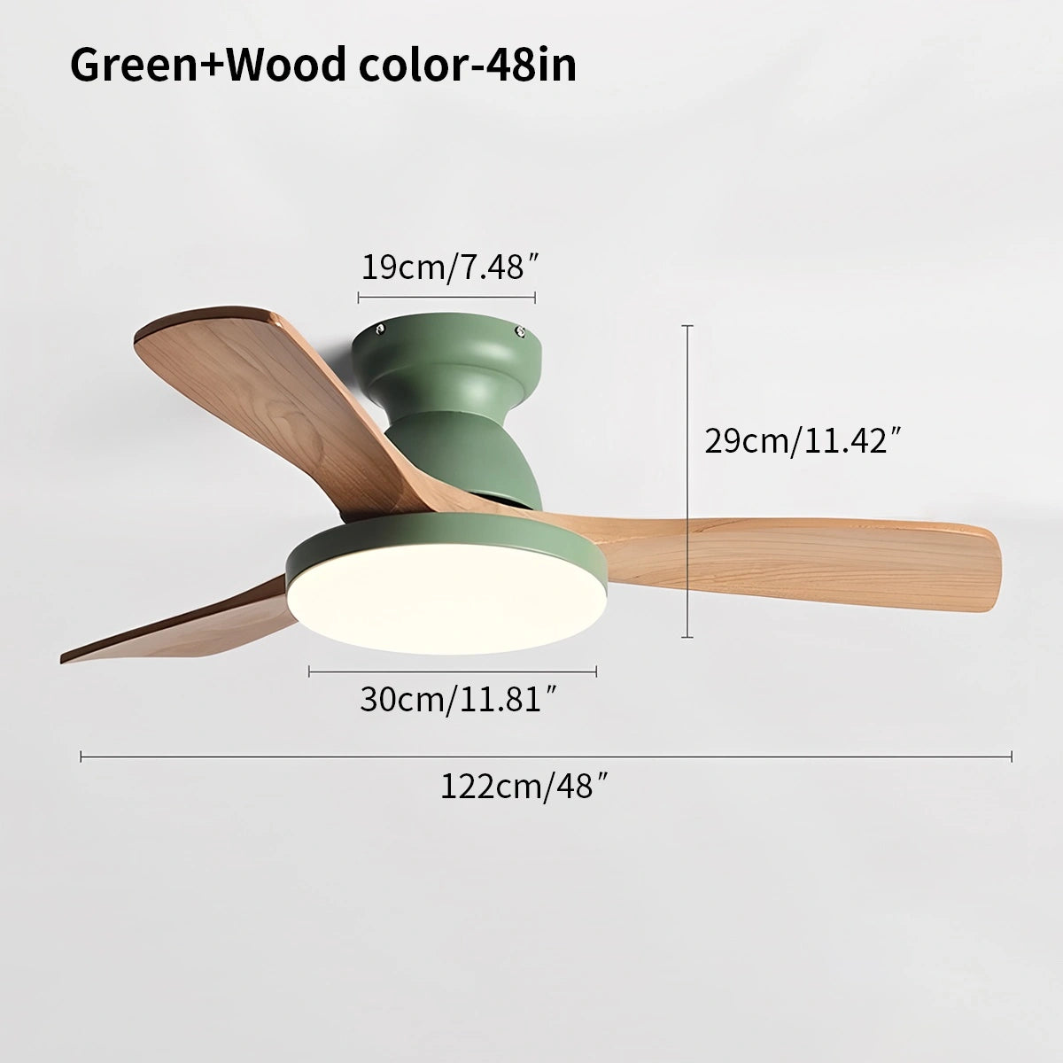 Antizer Vintage 3-leaf Wood Ceiling Fan Lamp