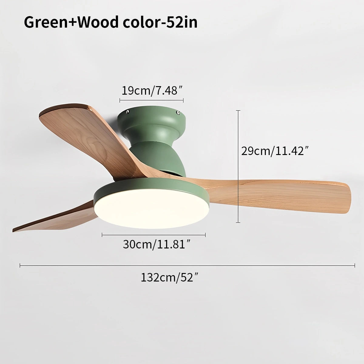 Antizer Vintage 3-leaf Wood Ceiling Fan Lamp