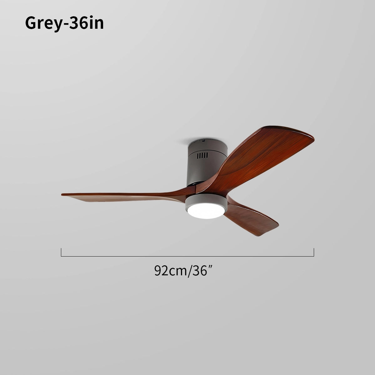 low profile ceiling fan with light size