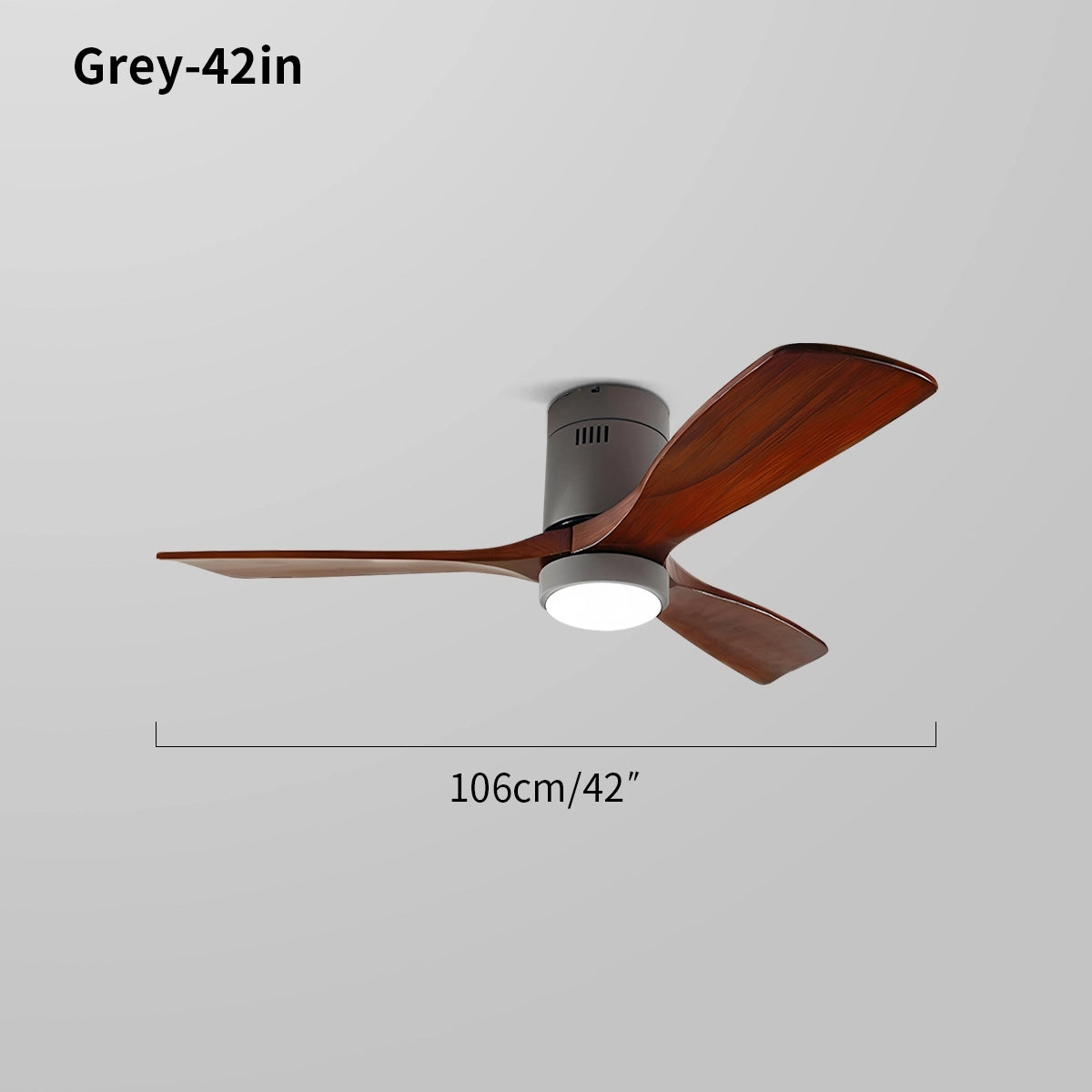 low profile ceiling fan with light size
