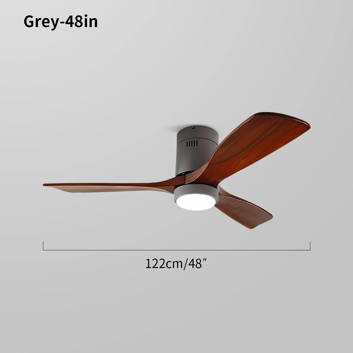 low profile ceiling fan with light size