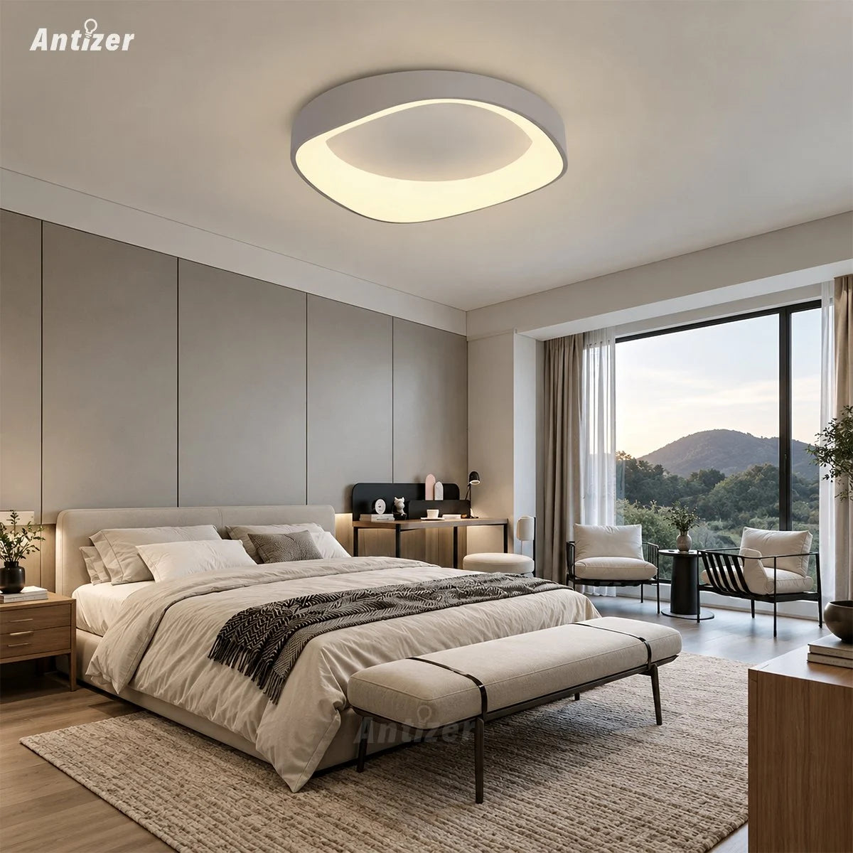 Antizer Nordic Acrylic Circle Ceiling Light for Bedroom