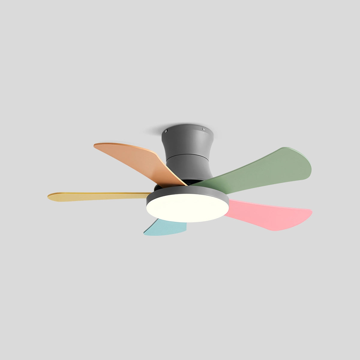 Antizer Scandi Low Profile Ceiling Fan with Light Grey+Multicolored D106cm / 42"