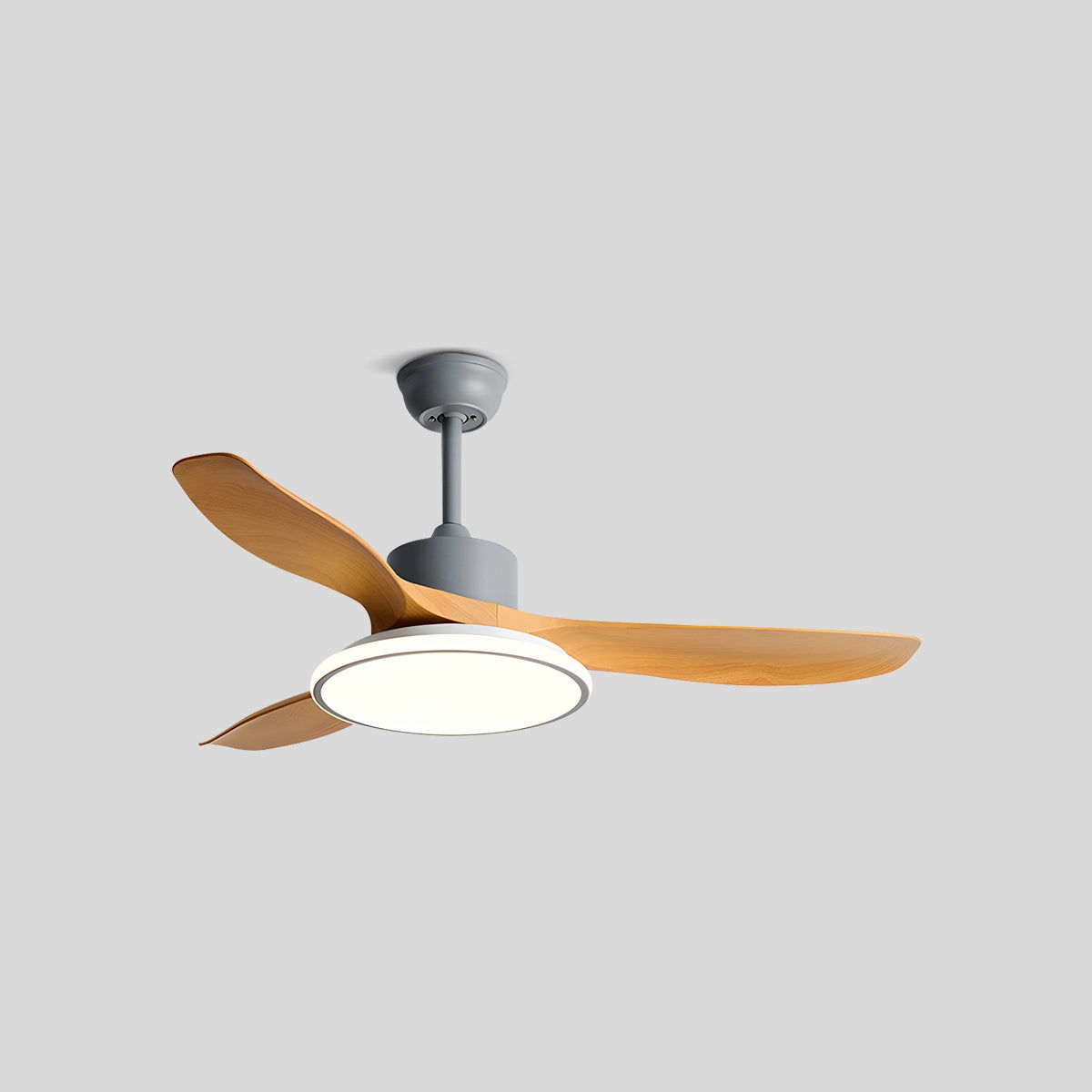 Antizer Modern 3 Blade Ceiling Fan with Light Grey+Oak