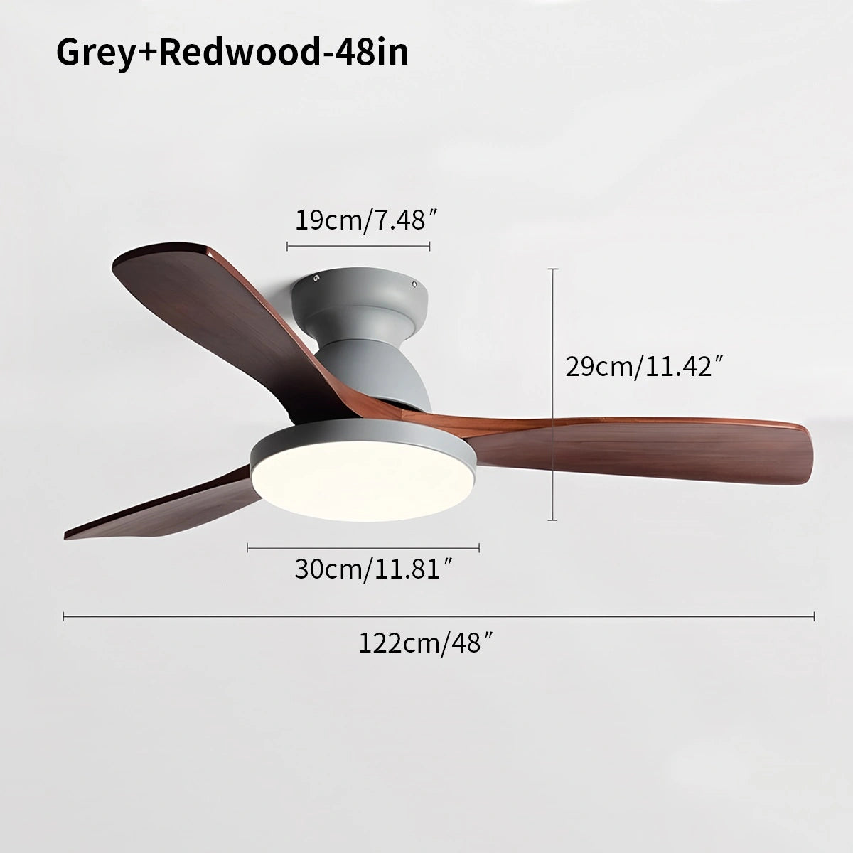 Antizer Vintage 3-leaf Wood Ceiling Fan Lamp