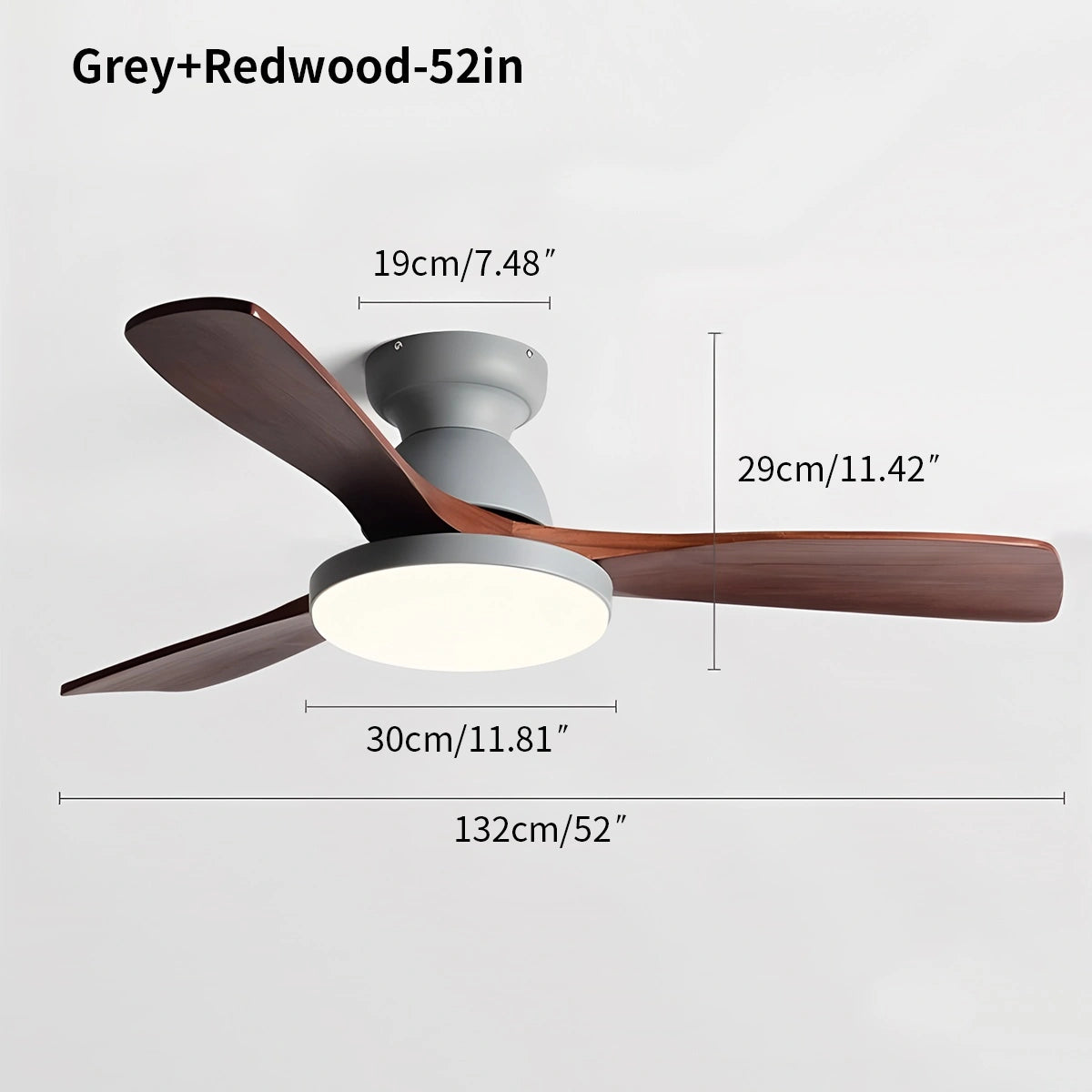 Antizer Vintage 3-leaf Wood Ceiling Fan Lamp