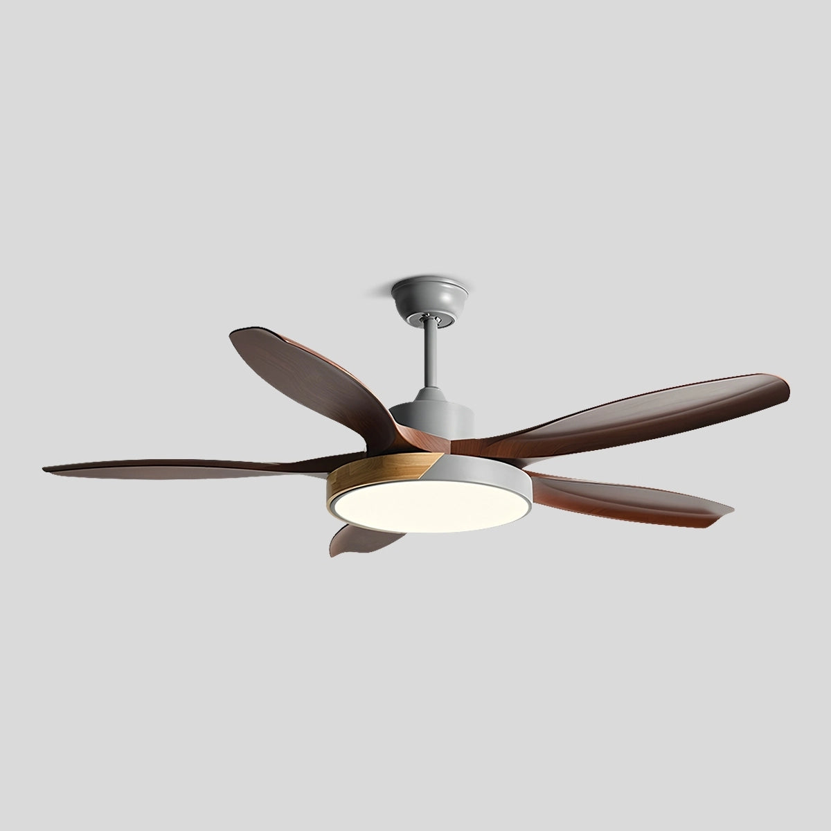 Antizer Nordic Living Room Ceiling Fan with Light Grey+Walnut Wood