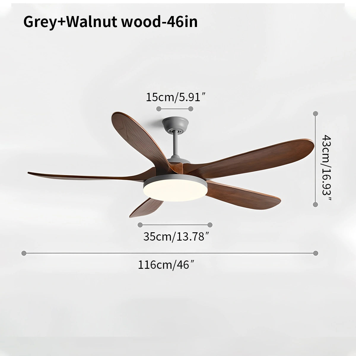 Antizer 5-leaf Wood Ceiling Fan Light