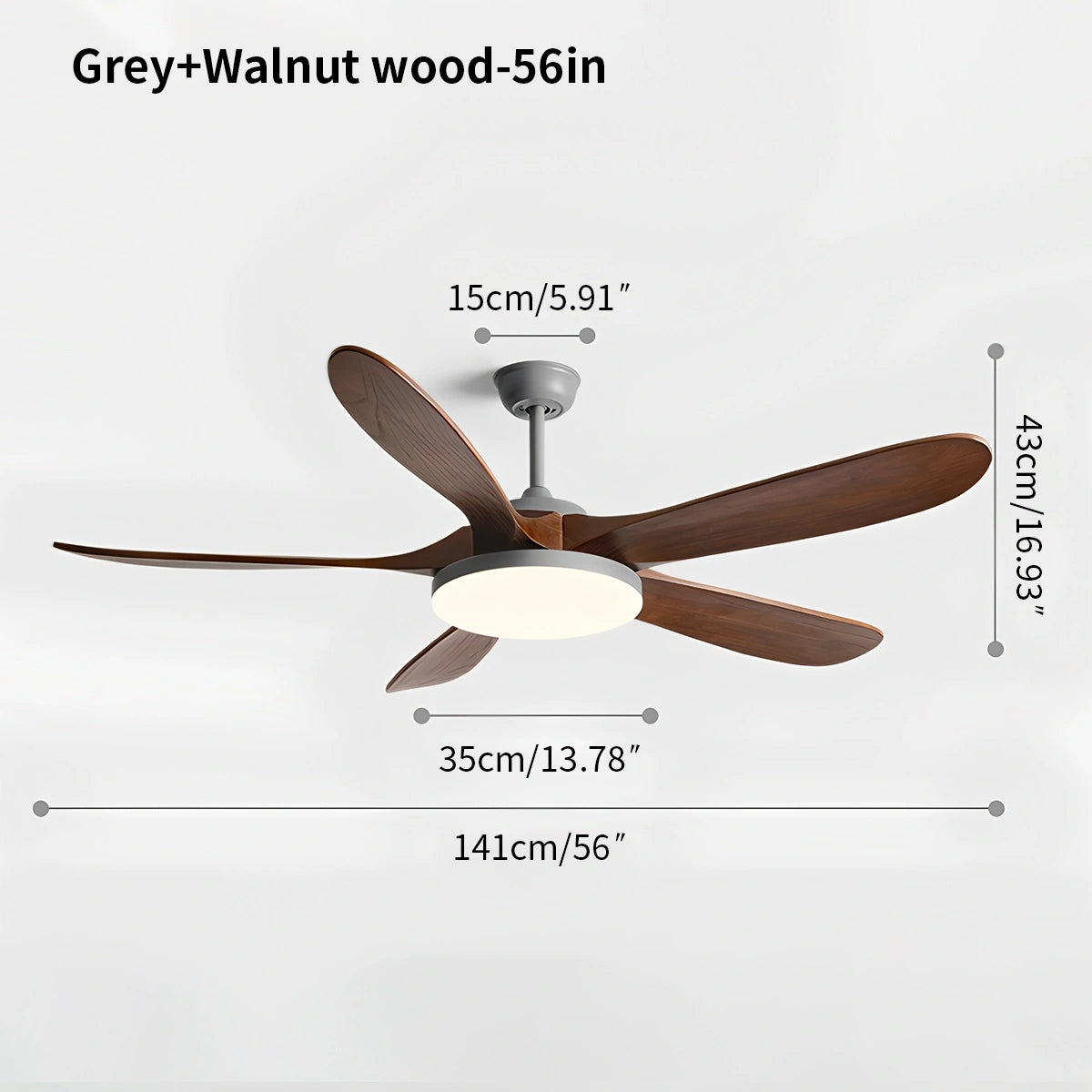 Antizer 5-leaf Wood Ceiling Fan Light