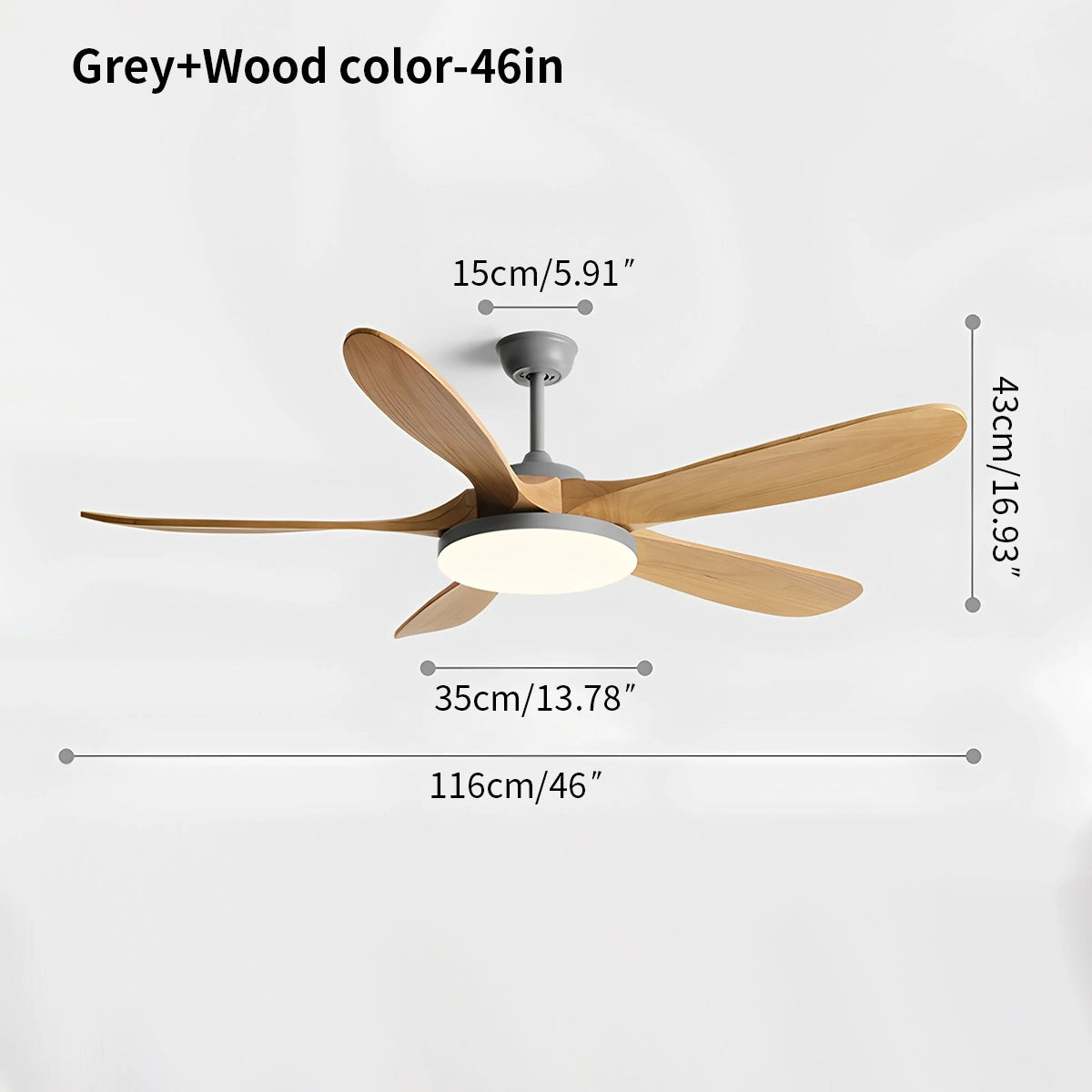 Antizer 5-leaf Wood Ceiling Fan Light