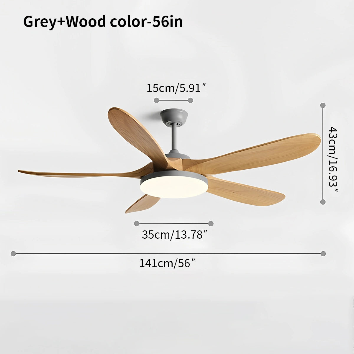 Antizer 5-leaf Wood Ceiling Fan Light
