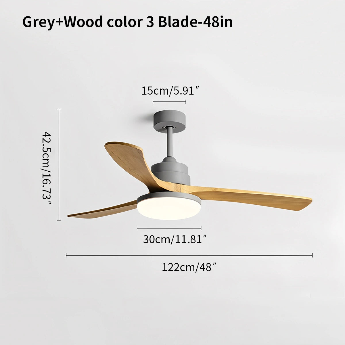 Antizer High Wind Wood Ceiling Fan Light