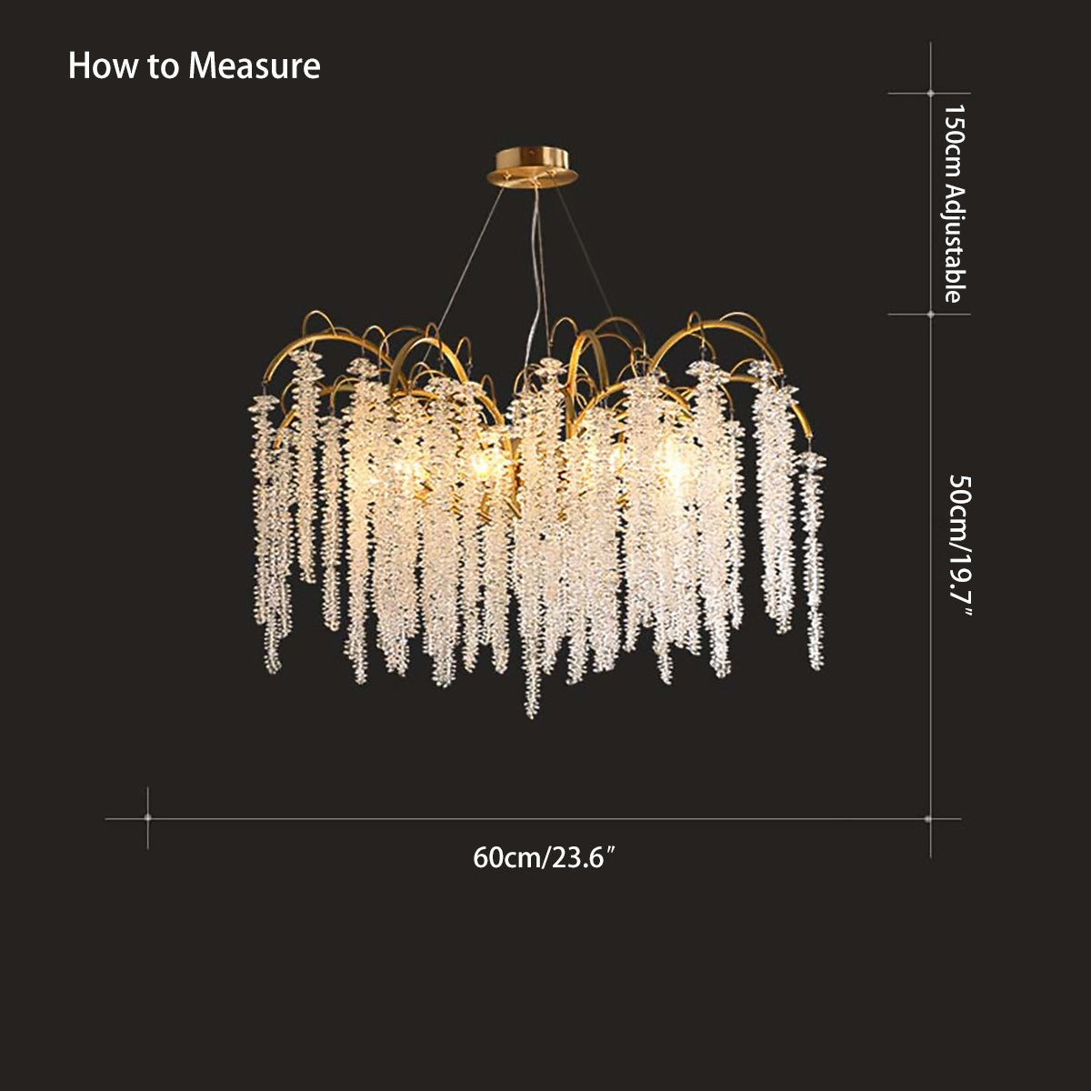 Antizer Crystal Tassel Chandelier for Living Room
