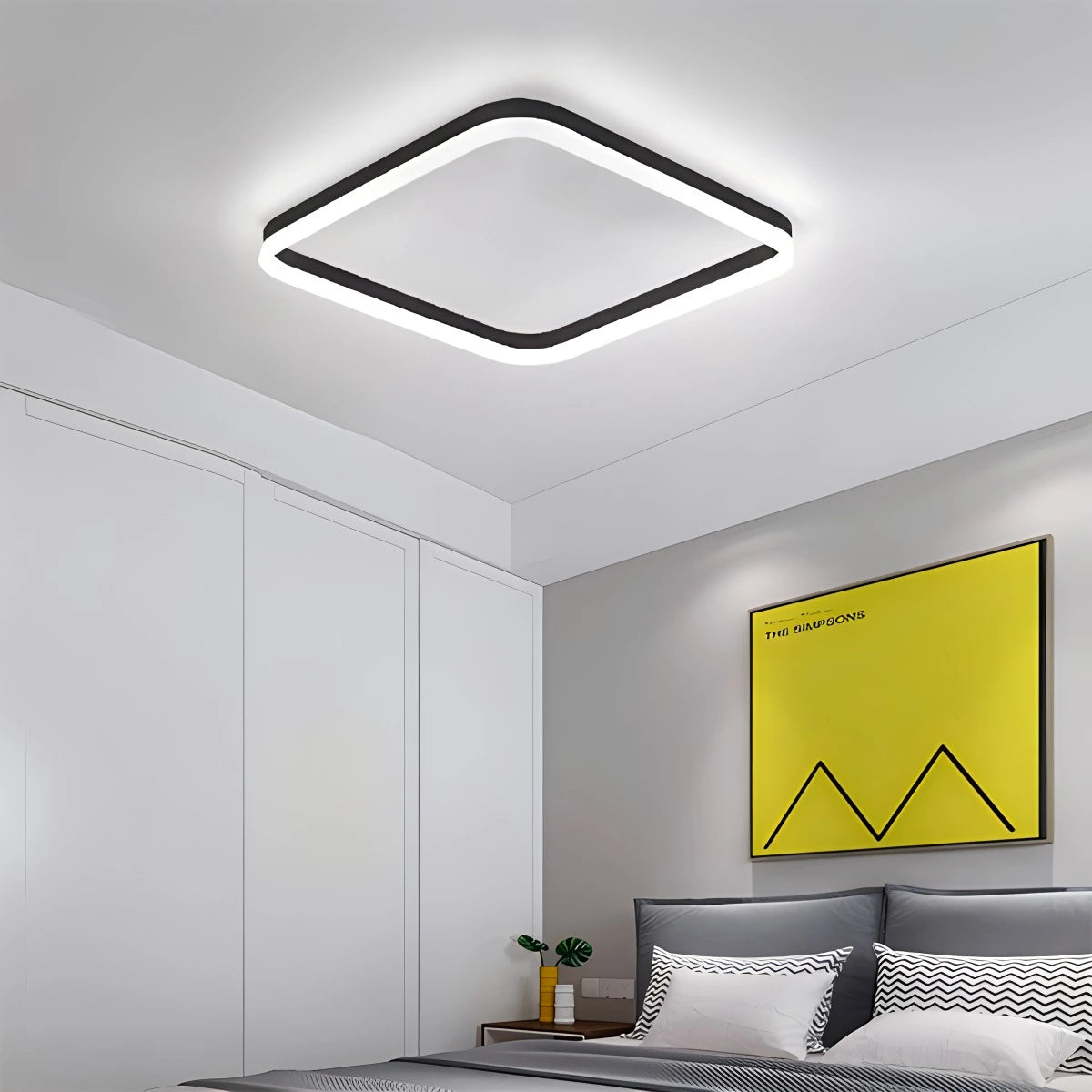 Antizer Modern Minimalism LED Square Ceiling Light Black White Light