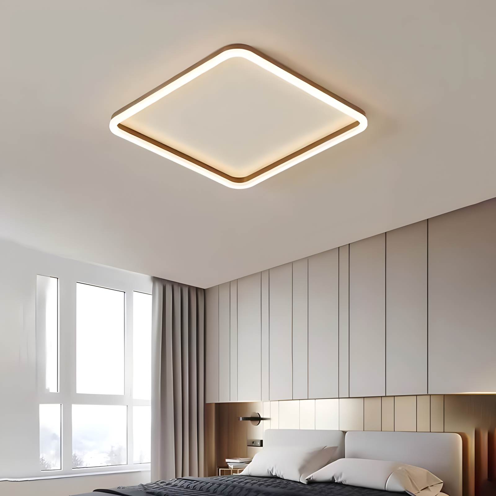 Antizer Modern Minimalism LED Square Ceiling Light Coffee