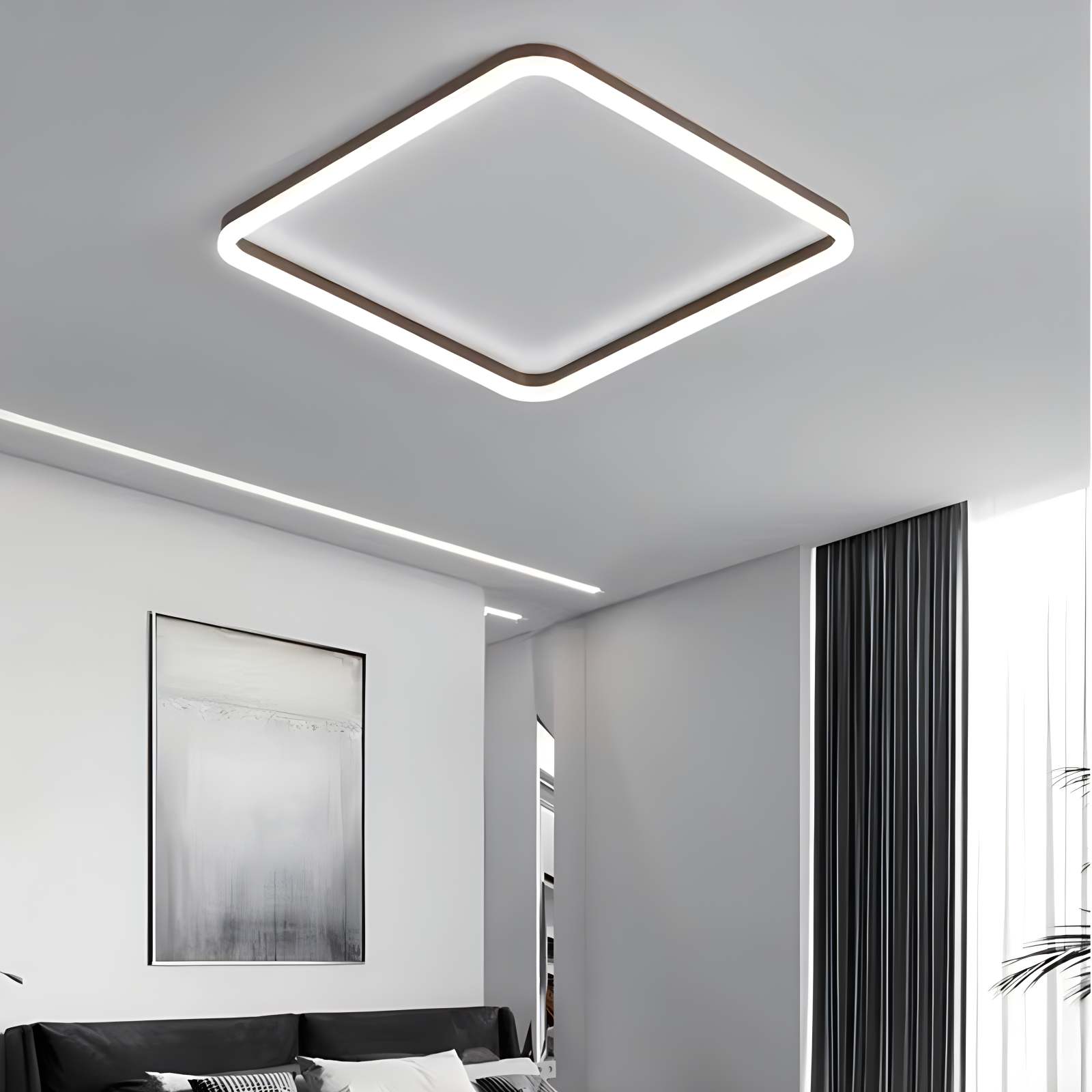 Antizer Modern Minimalism LED Square Ceiling Light Coffee White Light