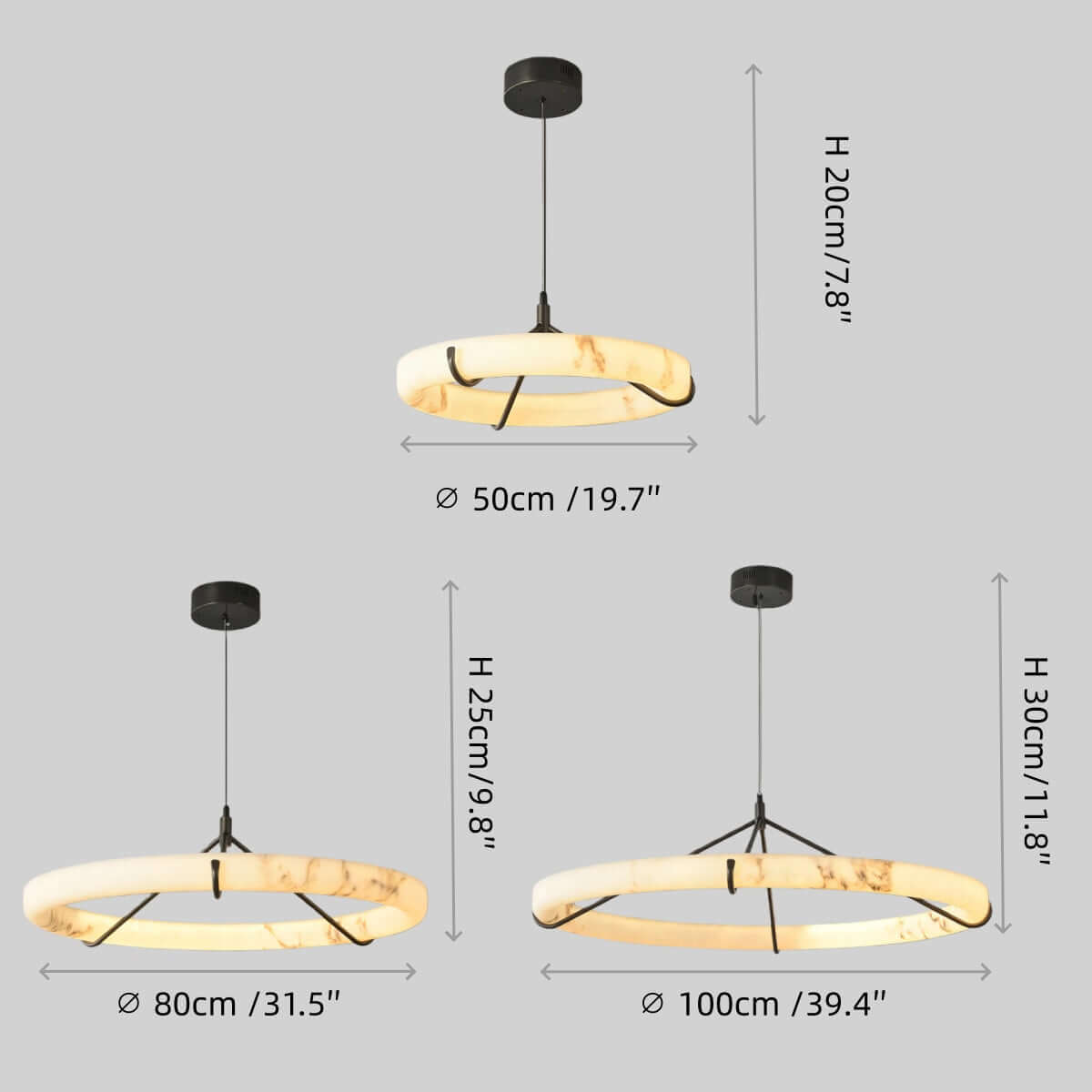 Antizer Modern Alabaster Ring Chandelier